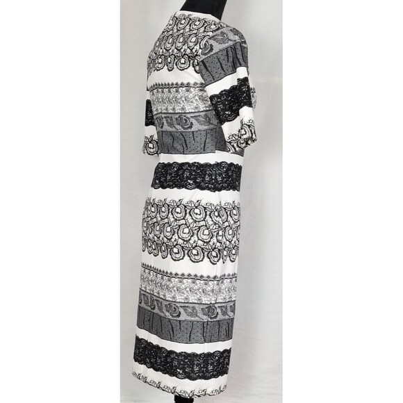 NWT - Kardashian Kollection Dress size L Bodycon Tattoo Style Vegas Black White - Picture 2 of 15